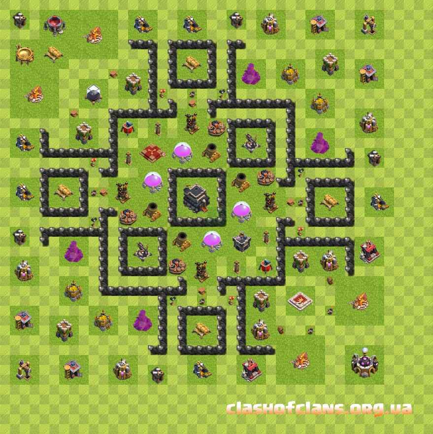 База 10 класса. Ратуша 9 расстановка. Clash of Clans th9 расстановка. Расстановка ТХ. Планировка родной деревни 9 ТХ.